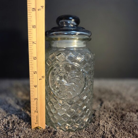 2 Rustic Chicken Wire & Rooster Clear Glass Canisters w/Lids Honeycomb Farmhouse - Picture 8 of 12